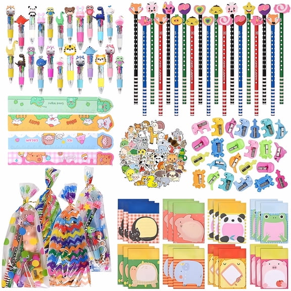 Party Favors Goody Bags for Birthday Party: 24 Set Cartoon Animal Stationery with Goodie Bags, Stickers