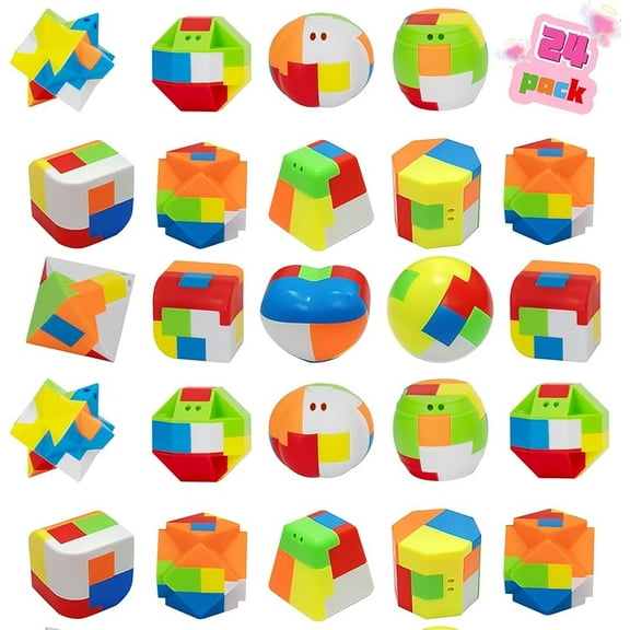 Party Favors for Kids, 24 Pack Brain Teaser Puzzles Cubes Mini Cute Rolling Ball Game Toy Pinata Stuffers Goodie Bags Stuffers Return Gifts for Kids Girls Boys 3 4 5 6 7 8-12 Years Old