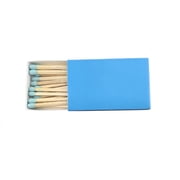 Party Favors Plus Wooden Matches with Blue Tips, Plain Turquoise Cover Box, 50 Count