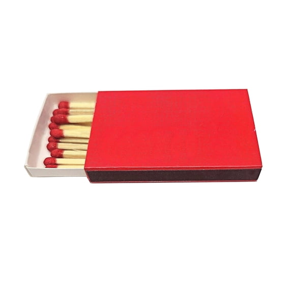 Party Favors Plus Wooden Matches with Red Tips, Plain Red Cover Box, 50 Count