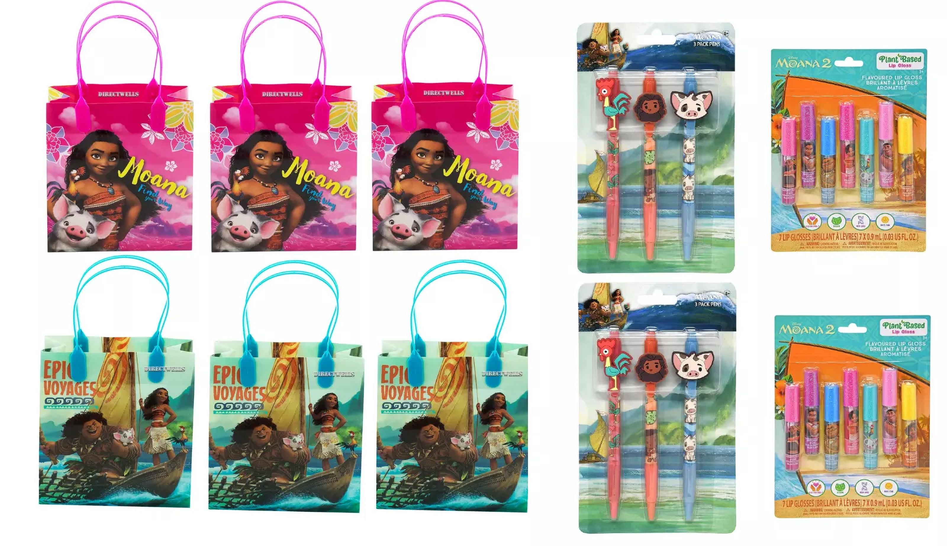 Party Favors Set Moana Gift Bag With Pen & Lip Gross For Kids, good for 6 kids