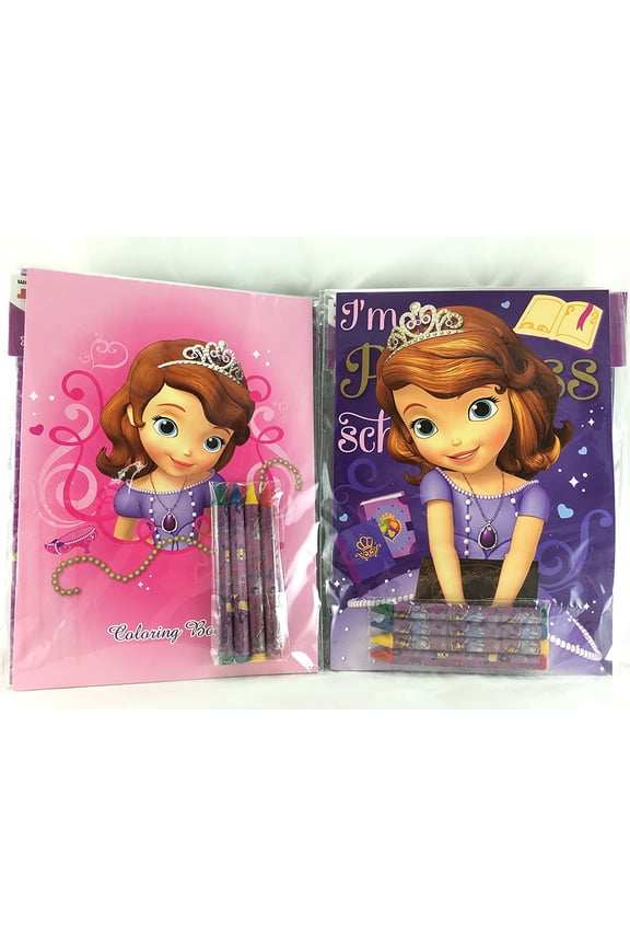 Party Favors Sofia Coloring Book & Crayon Set 12 Pack ( Assorted Style)