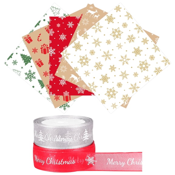 Beaupretty 50Pcs Sturdy Christmas Wrapping Paper Set with Elk Tree Designs