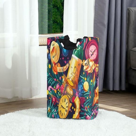 Party Festive Decorations Foldable Laundry Hamper 12.6x11x22.7in with Handles for Bathroom Bedroom Storage