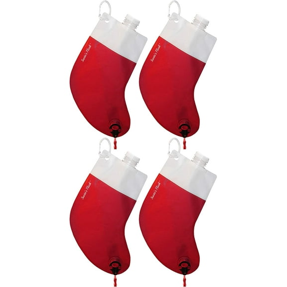 Party Flasks Santa Flask for Liquor, Wine, Drinks: Funny Gag Gifts for White Elephant Christmas Gifts Exchanges; Beverage Dispenser Holds 2.25 Liters for Holiday, Graduation, Office Parties (4)