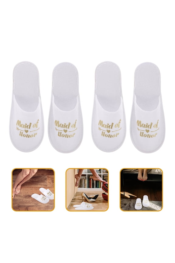 Women's Bridal Disposable Slippers, 2 Pairs Lightweight and Comfortable Footwear for Wedding, Salon, and Home Use