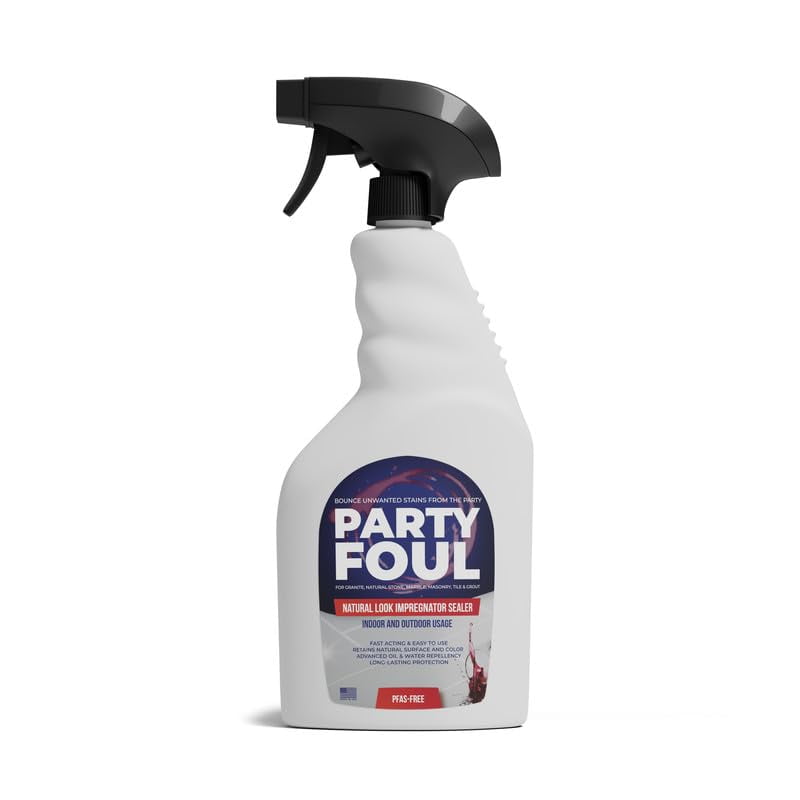 Party Foul Impregnator Deep Penetrating Indoor & Outdoor Sealer - PFAS-Free, Eco-Friendly Protection Floors, Counters, Showers, - Long-Lasting Durability, Crystal Clear Finish - 16 oz