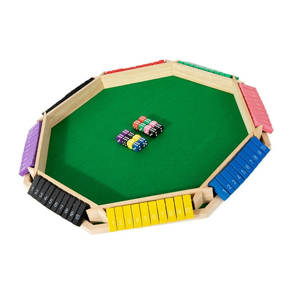 Party Game Accessory Including Wooden Flipping Board And 16 Color Dices For Group Fun And Social Gatherings