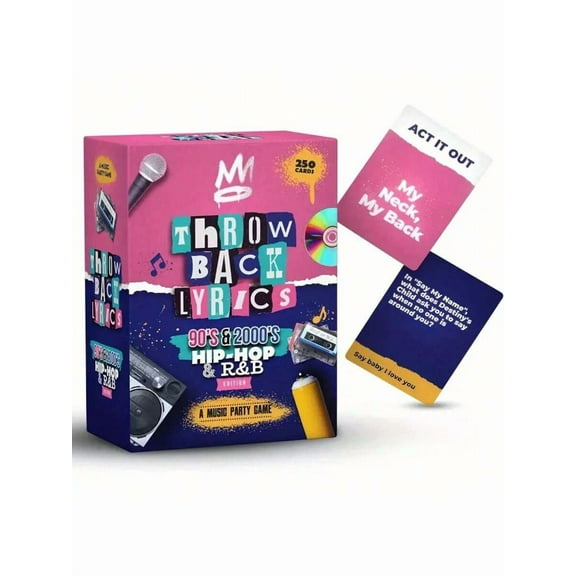Party Game Retro Lyrics 90s & 00s Hip-Hop & R&B Music Trivia Game, 250 Novelty Cards, Best for Game Night, Date Night, Adult & Family Fun, Christmas & Halloween Events