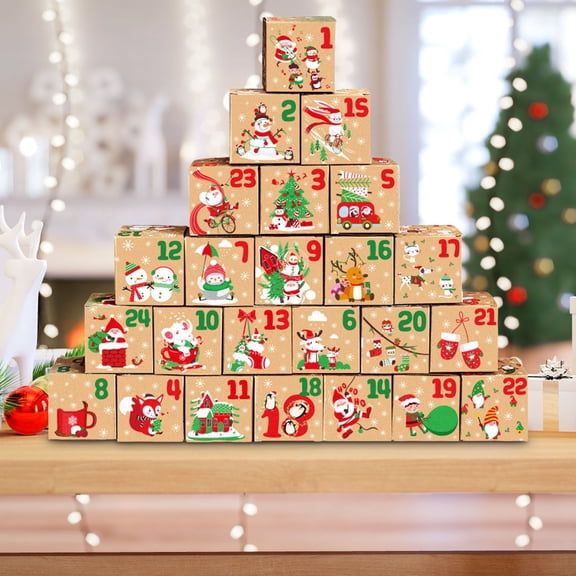 Party Games Activities Candy Countdown Calendar, Paper Box for Advent Style Countdown, 24 Day Calendar with Small Treats, Fun for Kids Family and Classroom, Easy to Assemble