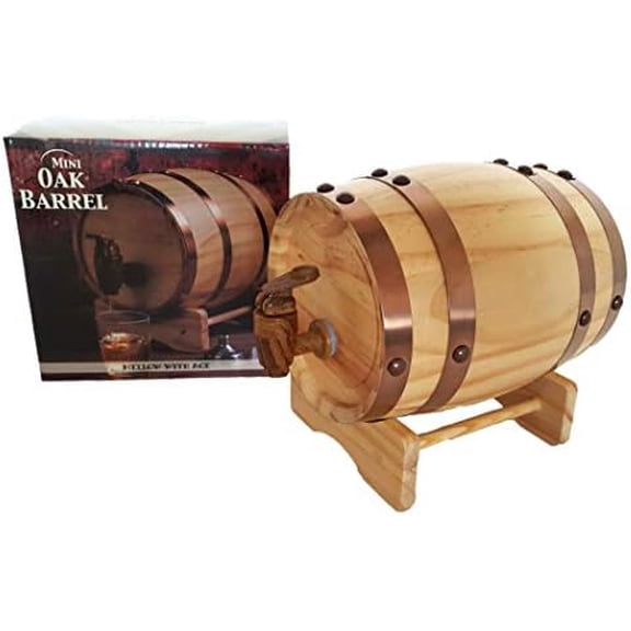 Party Games and Entertainment Gifts - Tic Tac Toe Shot Glass Drinking Game, Beer Bottle Opener Cap Game, His & Hers Wine Cork & Beer Cap Shadow Box, Mini Oak Barrel (OAK BARREL)