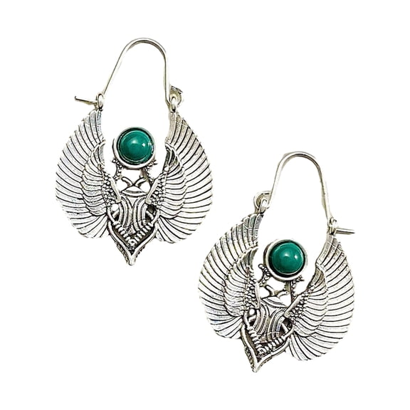 Party Gift Vintage Egyptian Inspired Sacred Scarab Earrings Vintage Moth Pendant Ear Rings Adornment Gypsy Tribal Scarab