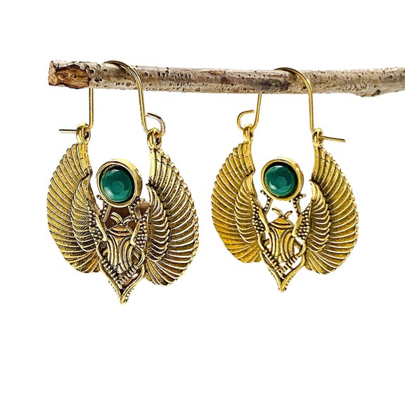 Party Gift Vintage Egyptian Inspired Sacred Scarab Earrings Vintage Moth Pendant Ear Rings Adornment Gypsy Tribal Scarab
