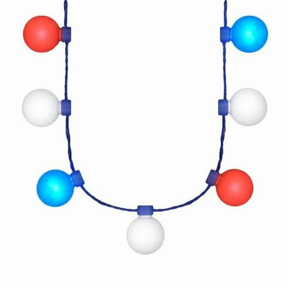 Party Globes Light Up Patriotic Necklace, Red, White & Blue - Large