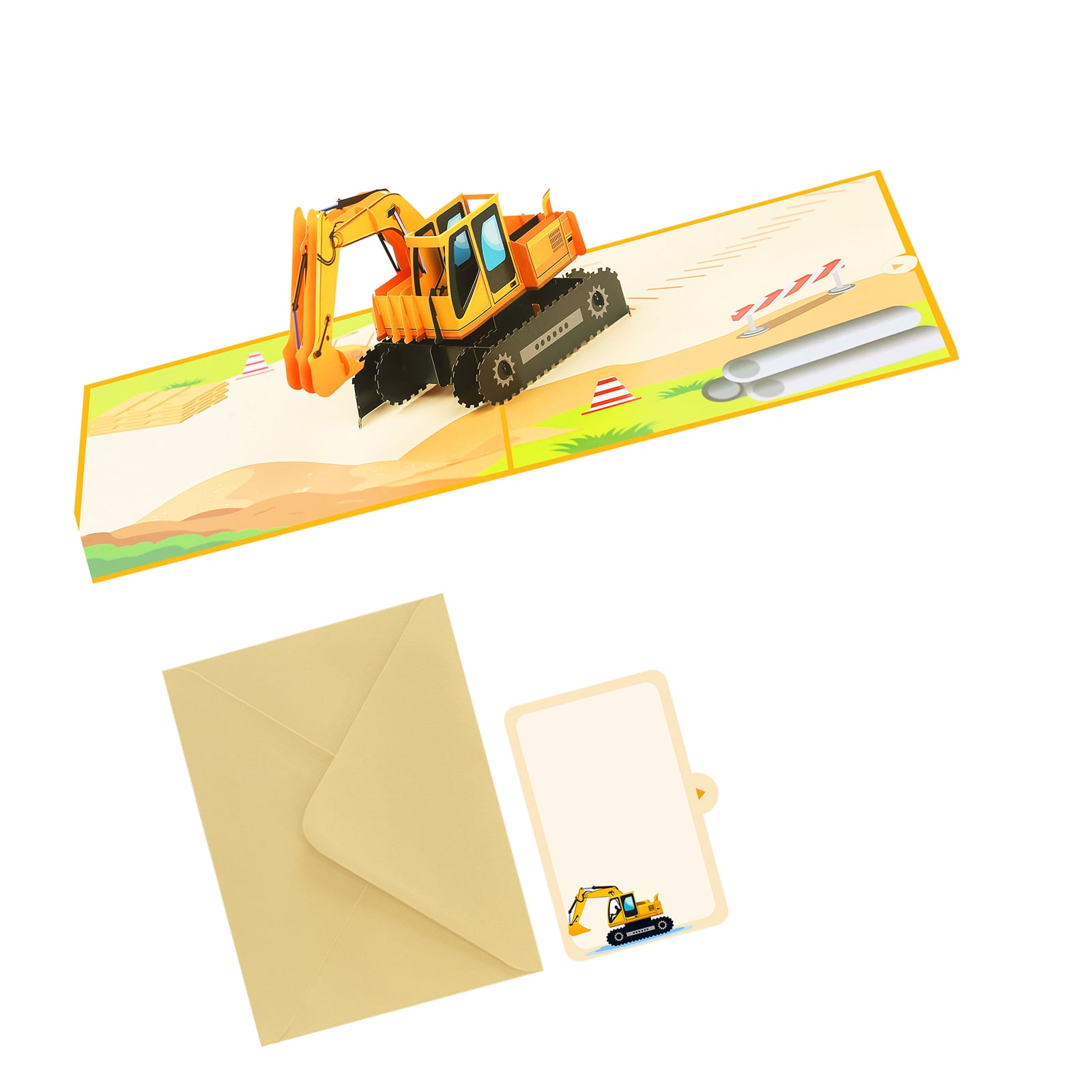 Party Greeting Card Excavator Design, 3D Layered Paper Construction ...