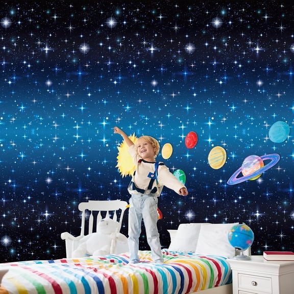 Party Greeting Space Galaxy Party Decoration Tablecloth Roll 1200 x 52 Starry Night Disposable Table Cover Galaxy Table Cloth Starry Background Photo Wall for Star Theme War Birthday Party Supplies