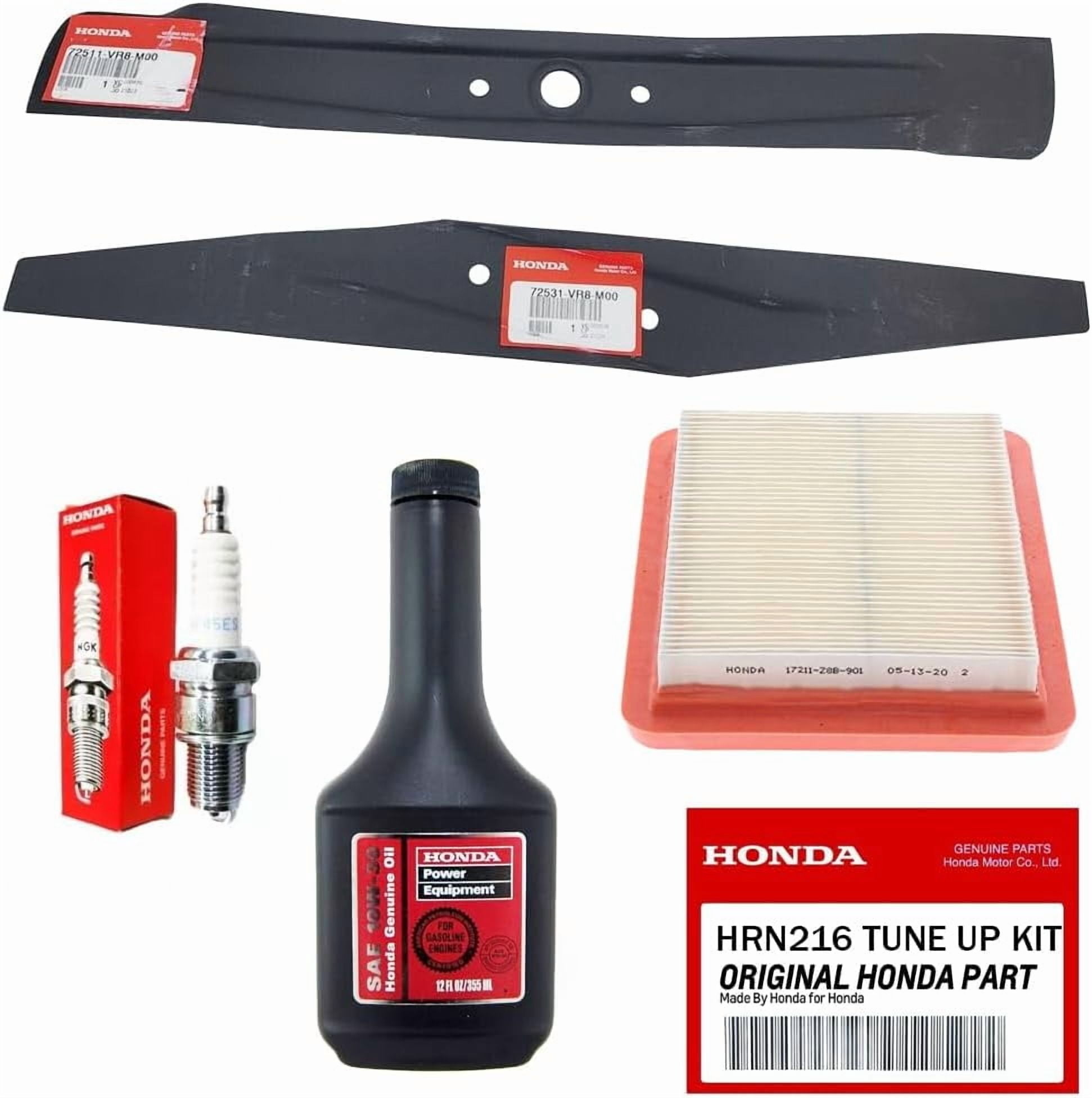 Party HRN216 Lawn Mower Tune Up Kit - Includes 17211-Z8B-901 Air Filter, 98079-55846 Spark Plug, 08213-10W30 12oz Bottle of 10W-30 Oil, 72531-VR8-M00 Lower Blade and 72511-VR8-M00 Upper Blade