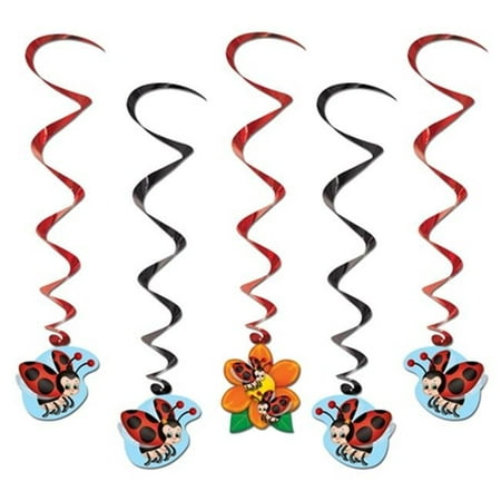 Party Hanging Decoration - Ladybug Whirls Pack of 6