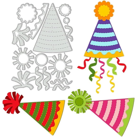 Party Hat Cutting Dies Birthday Hats Stencils Blessings Decorative Embossing Stencils for DIY handcrafting