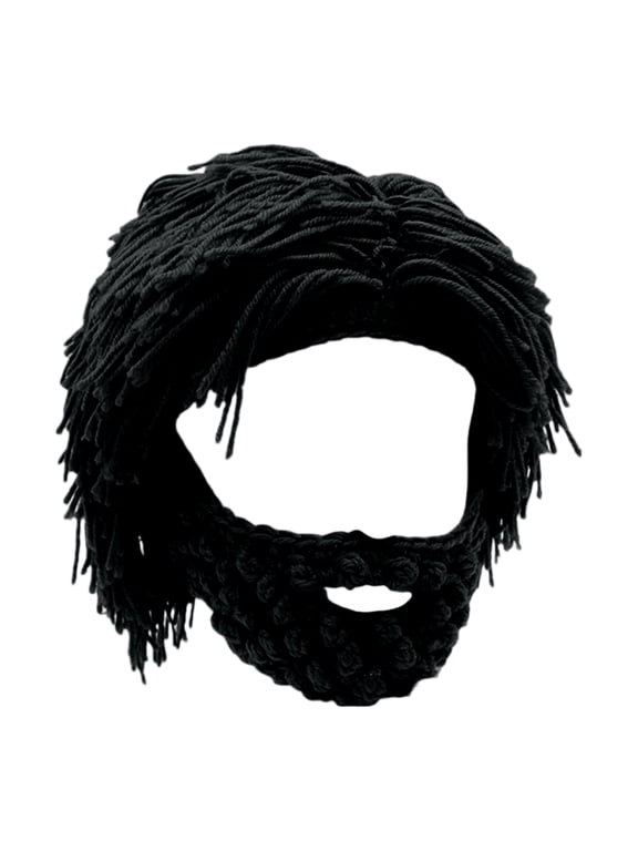 Party Hats Novelty Knitted Wig Beard Integrated Fake Hair Beard Winter Warm Ski Mask Cosplay Costume Headwear For Holiday