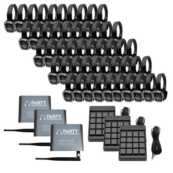 Party Headphones Wireless Over Ear Headphones, Black, 50 Count