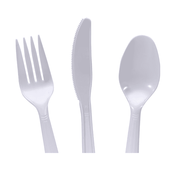 Party! Heavy Duty White Plastic Cutlery Set, 48-Count (16 Forks, 16 Spoons, 16 Knives)