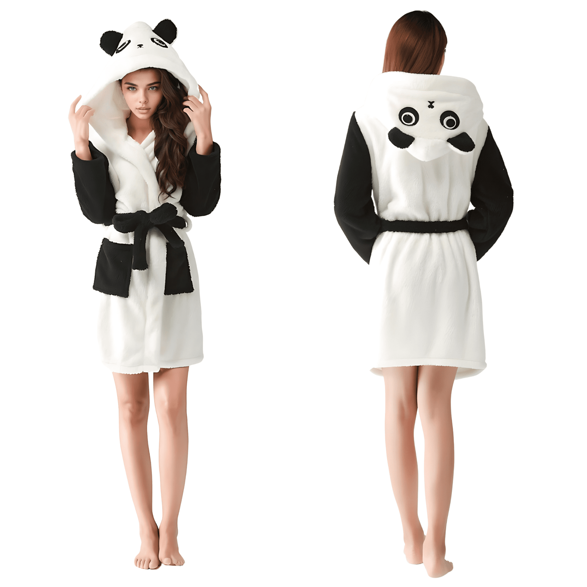 Party Hoot Women's Plush Cozy Adult Hooded Panda Robe Soft Animal Style