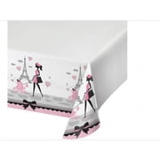 Party In Paris Table Cover Plastic Border Print 54 X 102