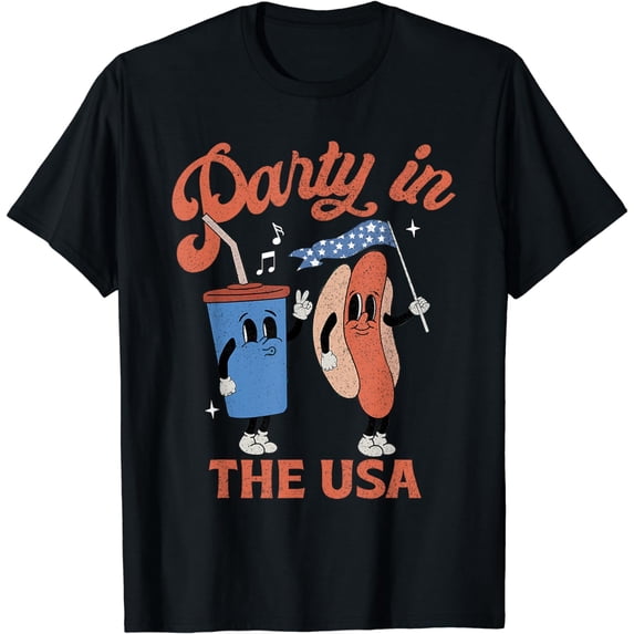 Party In The USA Shirt, 4th Of July Themed Soda And Hotdog T-Shirt
