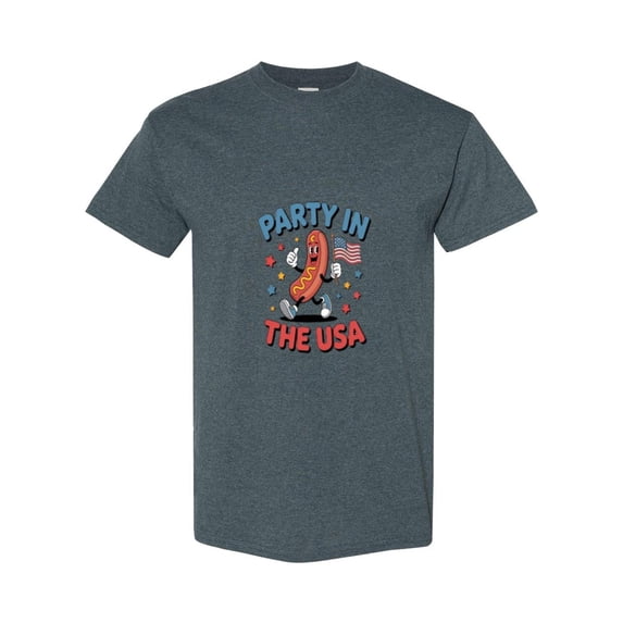 Party In The Usa Hot Dog Lover Patriotic 4th Of July Celebration Fun T-Shirt, for men & women, up to size 5XL
