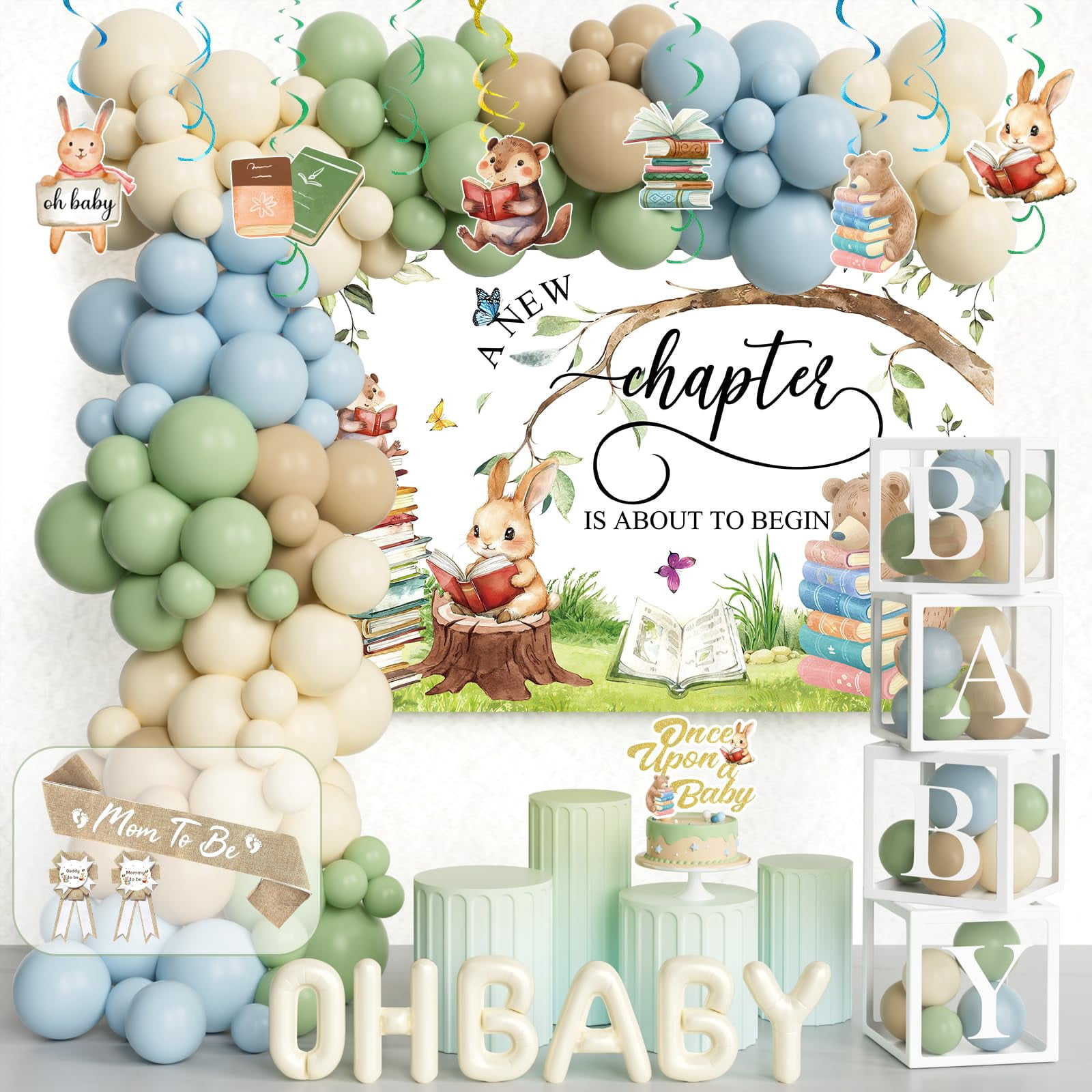 Party Inspo A New Chapter Begins Baby Shower Decorations - 109 PCs A ...