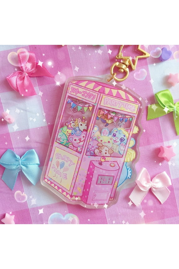 Party Kei Clowncore Claw Machine Game Illustration Keychain (1 keychain)
