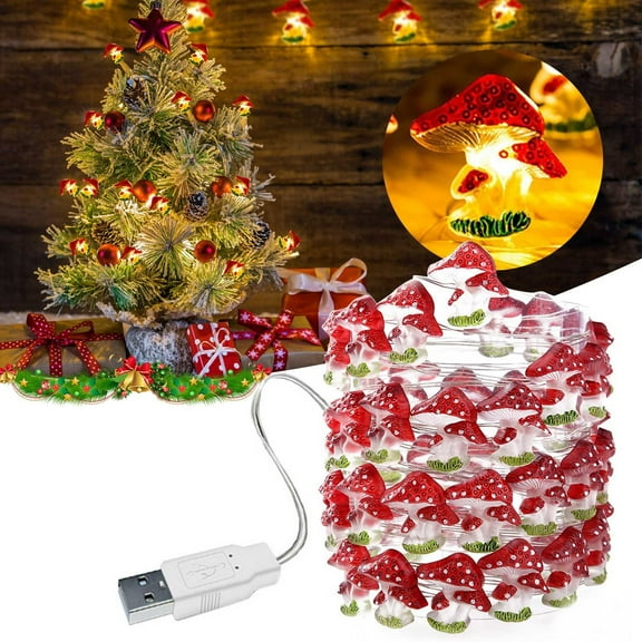Party Light-Up Decoration,Fairy Mushroom Lights USB String Lights Rainproof Lights Easter Mushroom Decorations Suitable For Bedroom Room Valentine's Day Halloween Christmas Holidays Etc.