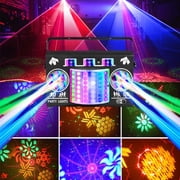 Party Lights DJ Disco Ball Light 5-in-1 Laser Strobe Projection Light DMX Control Sound Activation and Remote Control Live Performance Family Gathering, Club, bar, Karaoke, Birthday Holiday Carnival