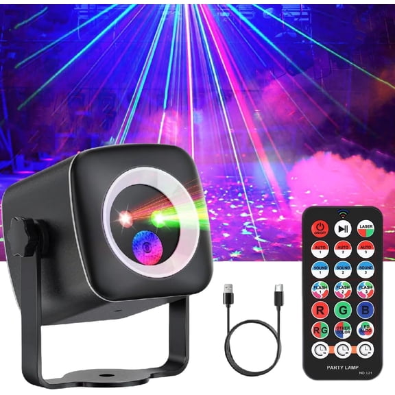Party Lights DJ Disco Lights for Parties Strobe Dance Floor Rave Light Show Projector Sound Activated Stage Lights for Indoor Outdoor Christmas Halloween Karaoke Bar Birthday  Room Holiday Decor