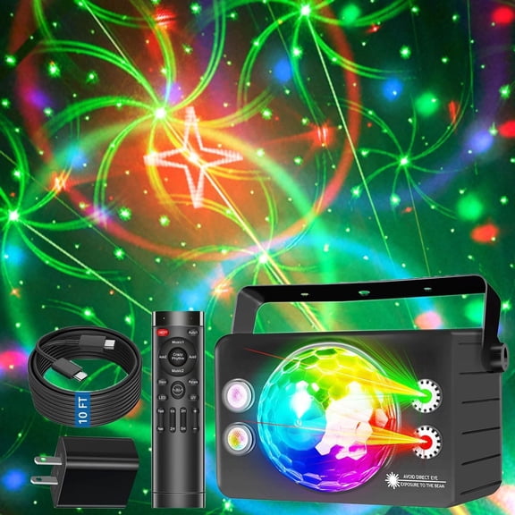 Party Lights Disco Ball Light Party Lights DJ Disco Lights LED Stage Strobe Lights Sound Activated with Remote Control for for Parties Xmas Club Bar Gift Birthday Rave Holiday Christmas Dance Room
