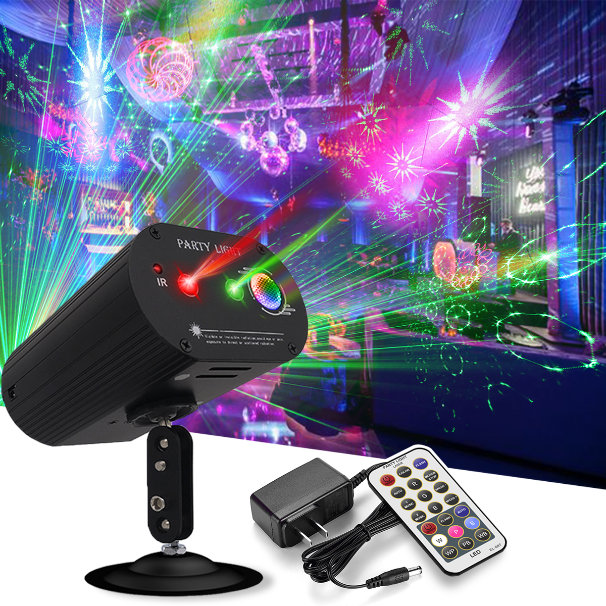 Missyee DJ Lights 4 in 1 Mixed Effect LED Pattern Lights Strobe Light, Sound Activated Stage