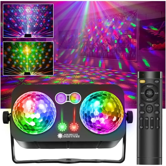 Party Lights Dj Disco Ball Light with 10 ft USB Cable 5V/3A Sound Activated Strobe Stage Lighting for Parties Indoor Dance Bar Club Birthday Karaoke Halloween Christmas New Years Rave Show