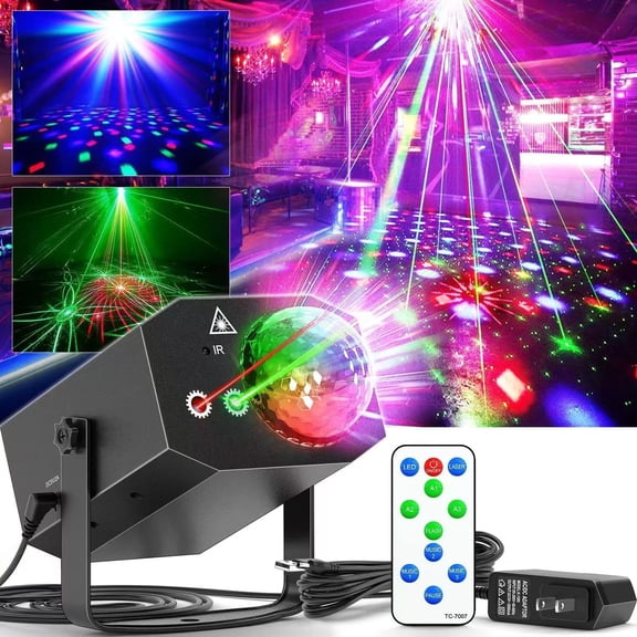 Party Lights, Dj Disco Ball Light, Strobe Stage Laser Lights Projector with Remote Control for Festivals Atmosphere Birthday Party DecorationsPlastic Shell