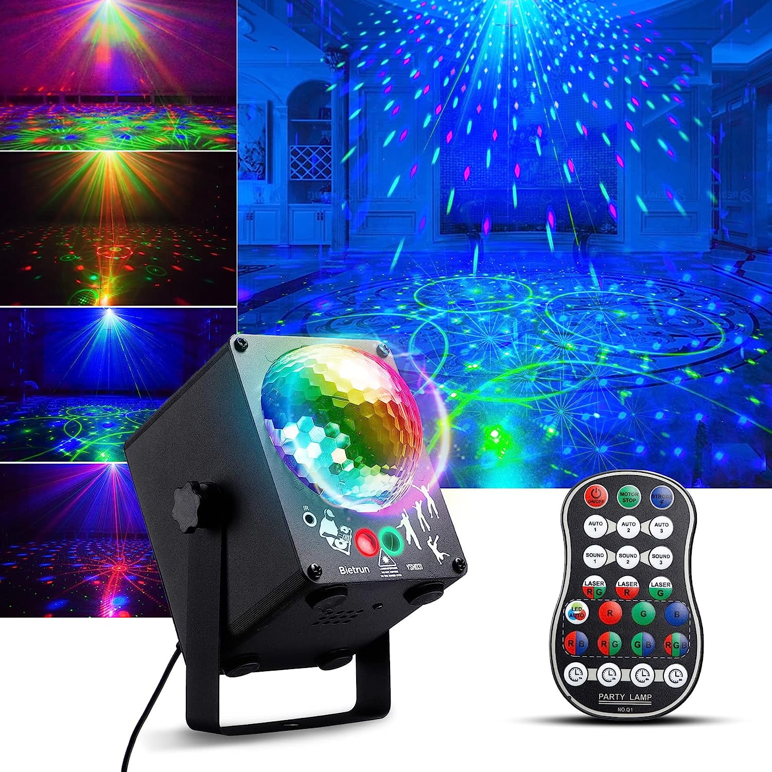 Party Lights Dj Disco Lights Sound Activated, Bietrun Outdoor/Indoor LED  Laser 2 in1 Strobe Lights for Parties, Birthday, Holiday, Halloween, Room  Decor, Wedding, Karaoke(with Remote Control UL Plug) 