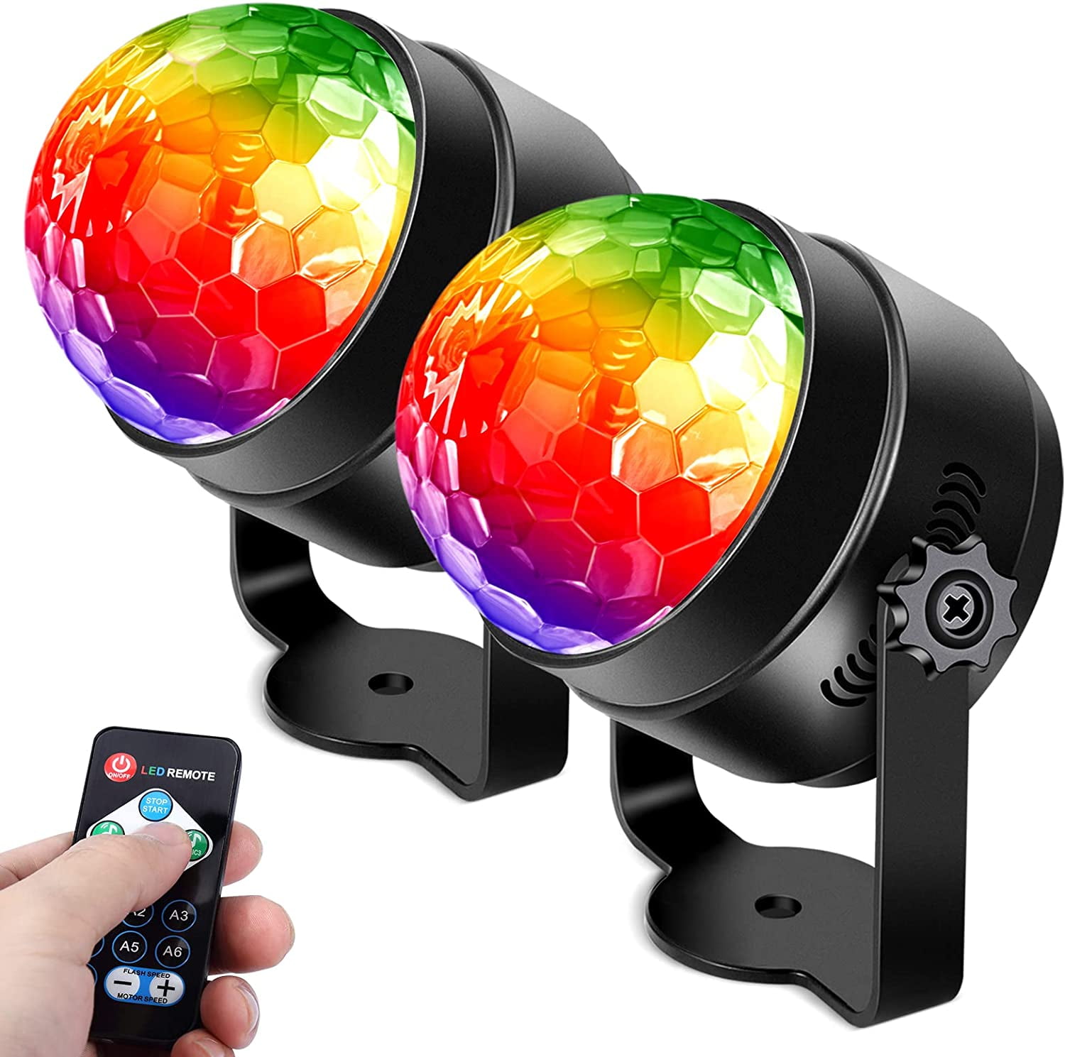 Ledander Disco Ball Party Light with Speaker, Portable Rotating Light Voice  Controlled LED Strobe Light for Car Home Room Party