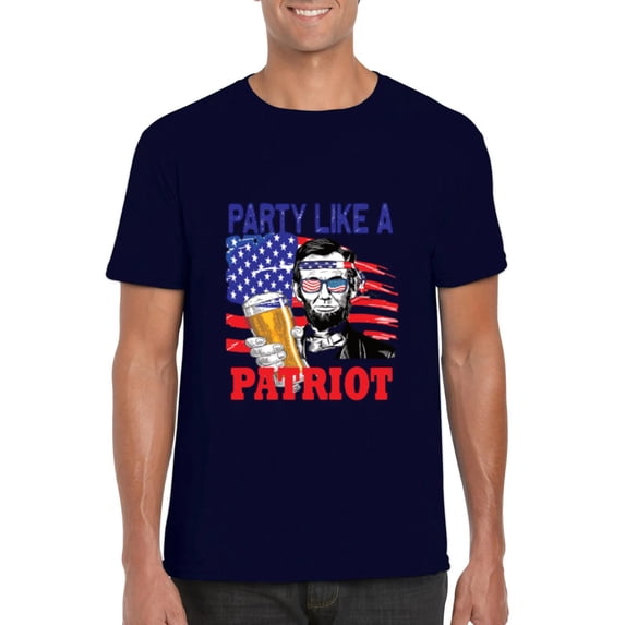 Party Like A Patriot 4th Of July Celebration Abraham T-Shirt, for men & women, up to size 5XL