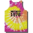 thumbnail image 1 of Party Like It's 1976 Adult Neon Tie Dye Spiral Tank Top with Black Ink, 1 of 1