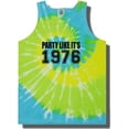 thumbnail image 1 of Party Like It's 1976 Adult Neon Tie Dye Spiral Tank Top with Black Ink, 1 of 1