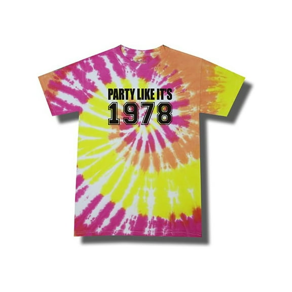 Party Like It's 1978 Adult Neon Tie Dye Spiral Short Sleeve Tees
