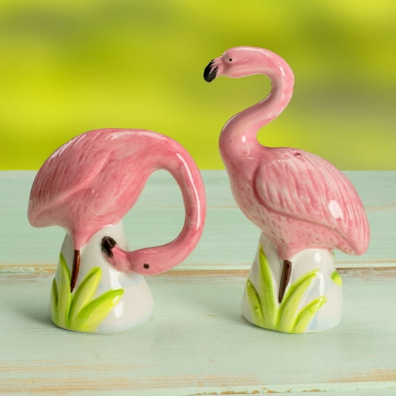 Party Ornaments Wedding Decor Salt & Pepper Shakers Pink Flamingos Ceramic Table Decorations 4 in