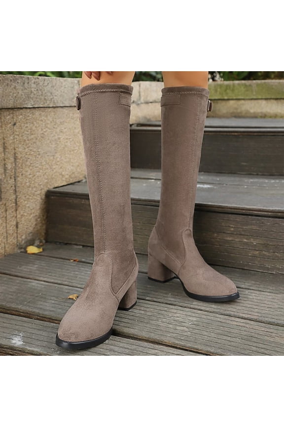 Party Outfit Footwear, Women's Block Heel Pointed Toe Knee High Boots Fashion Tall Boots with Comfortable Shaft and Stable Heel Tall Dress Boots for Women Fall Winter Tall Shoes Boots, US-7/EU-39