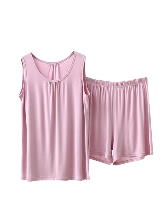 Womens Party Outfits Save Big Wide Leg Sets Plus Size Sleeveless Tank Elastic Waist Two Piece Matching Sets Sleepwear New Shorts s