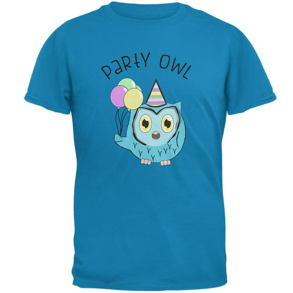 Party Owl Funny Cute Mens T Shirt Sapphire X-LG