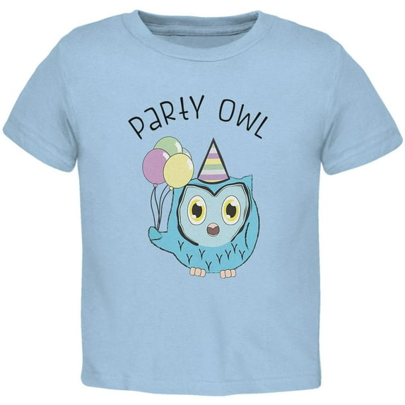 Party Owl Funny Cute Toddler T Shirt Light Blue 2T